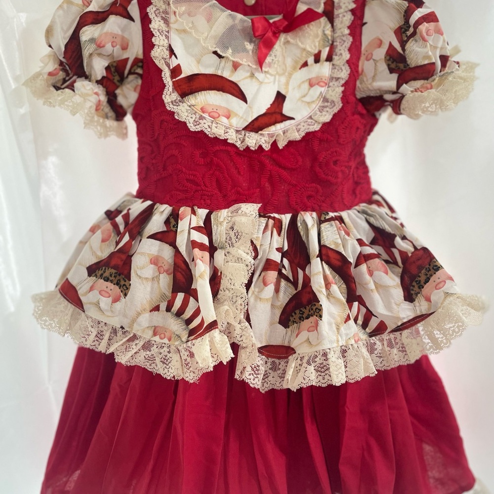 Charming Red Santa Kids Costume with Lace Trim